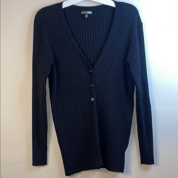 EUC Fashion Nova Black Cardigan with Long Sleeves Size 1X #93 - Picture 1 of 4
